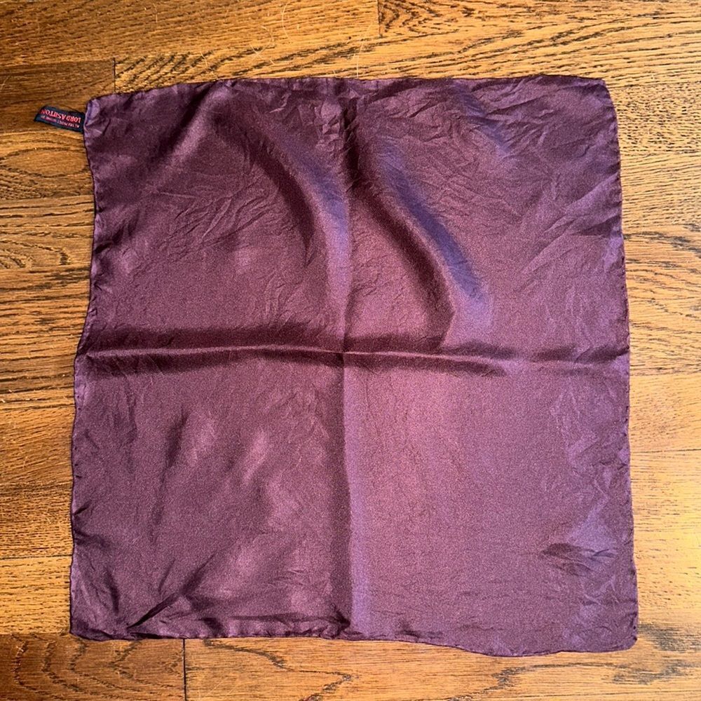 Vintage Lord Ashton reddish brown silk pocket square